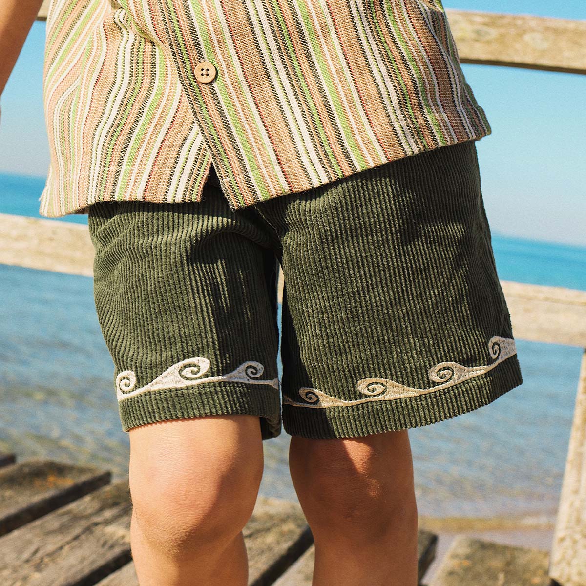 Boys Cord Shorts in Olive