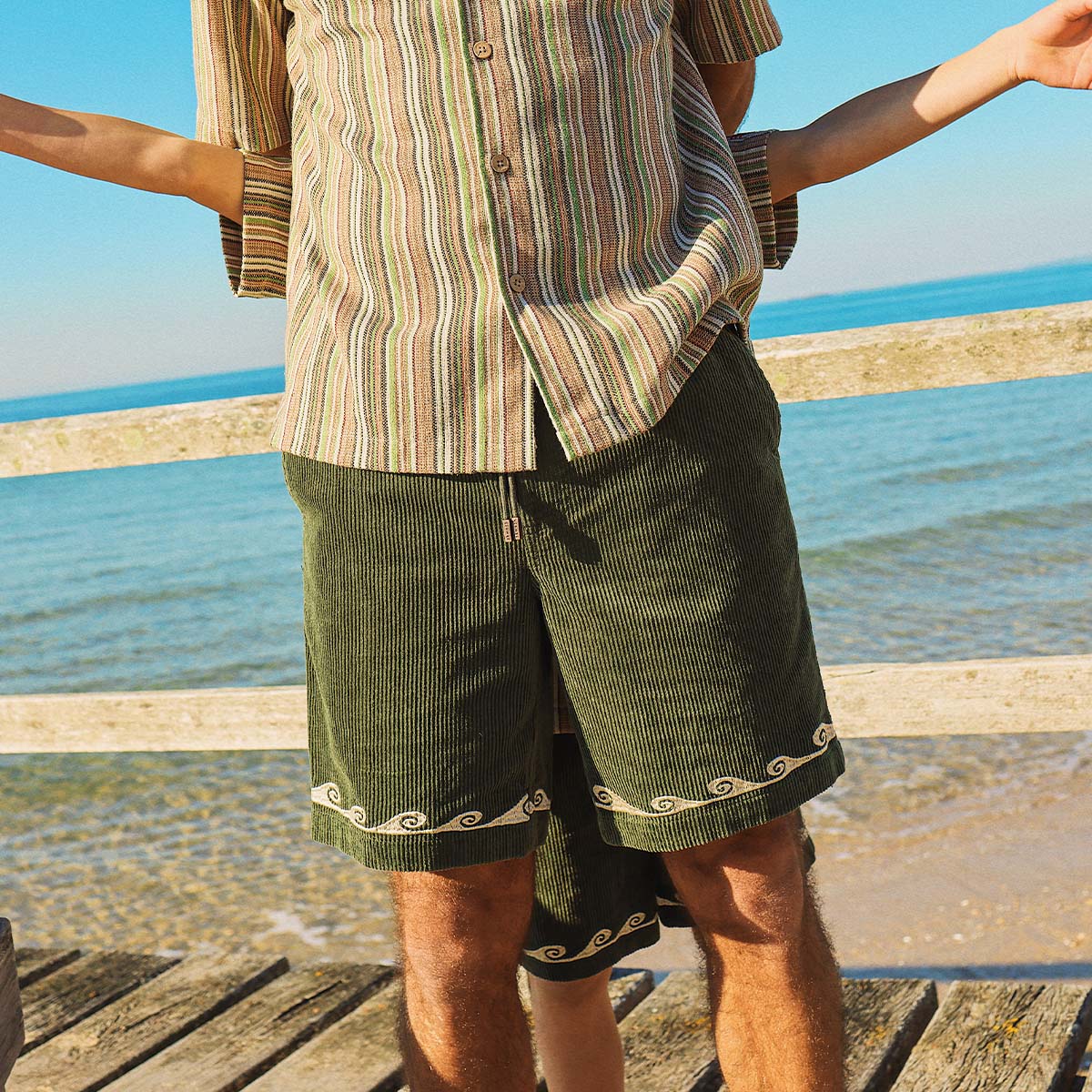 Cord Shorts in Olive
