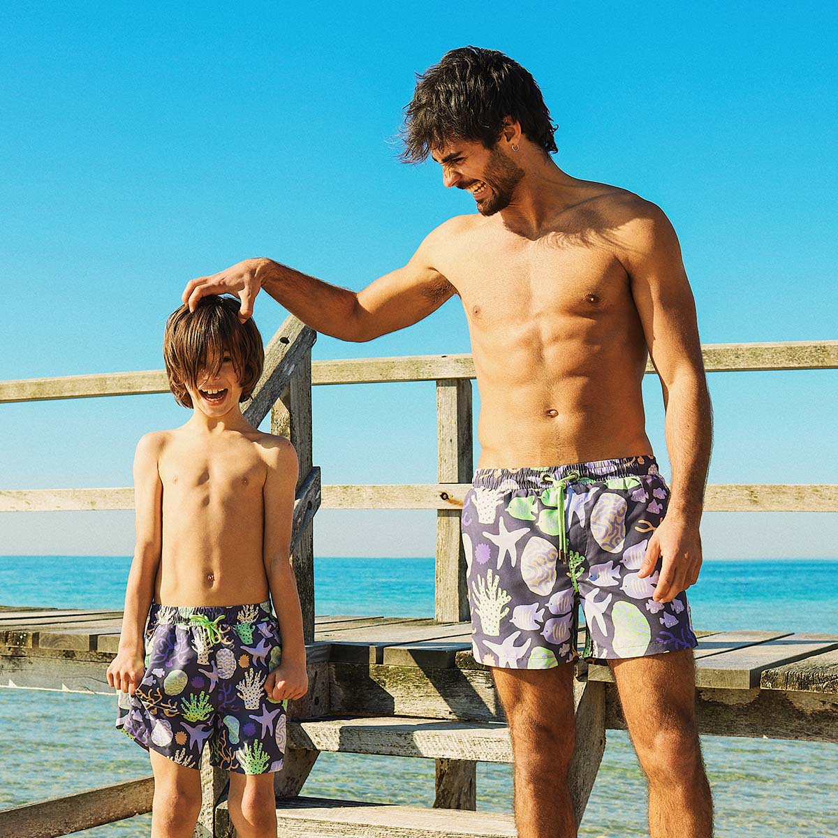 Coral Chaos Boys Swim Shorts in Charcoal