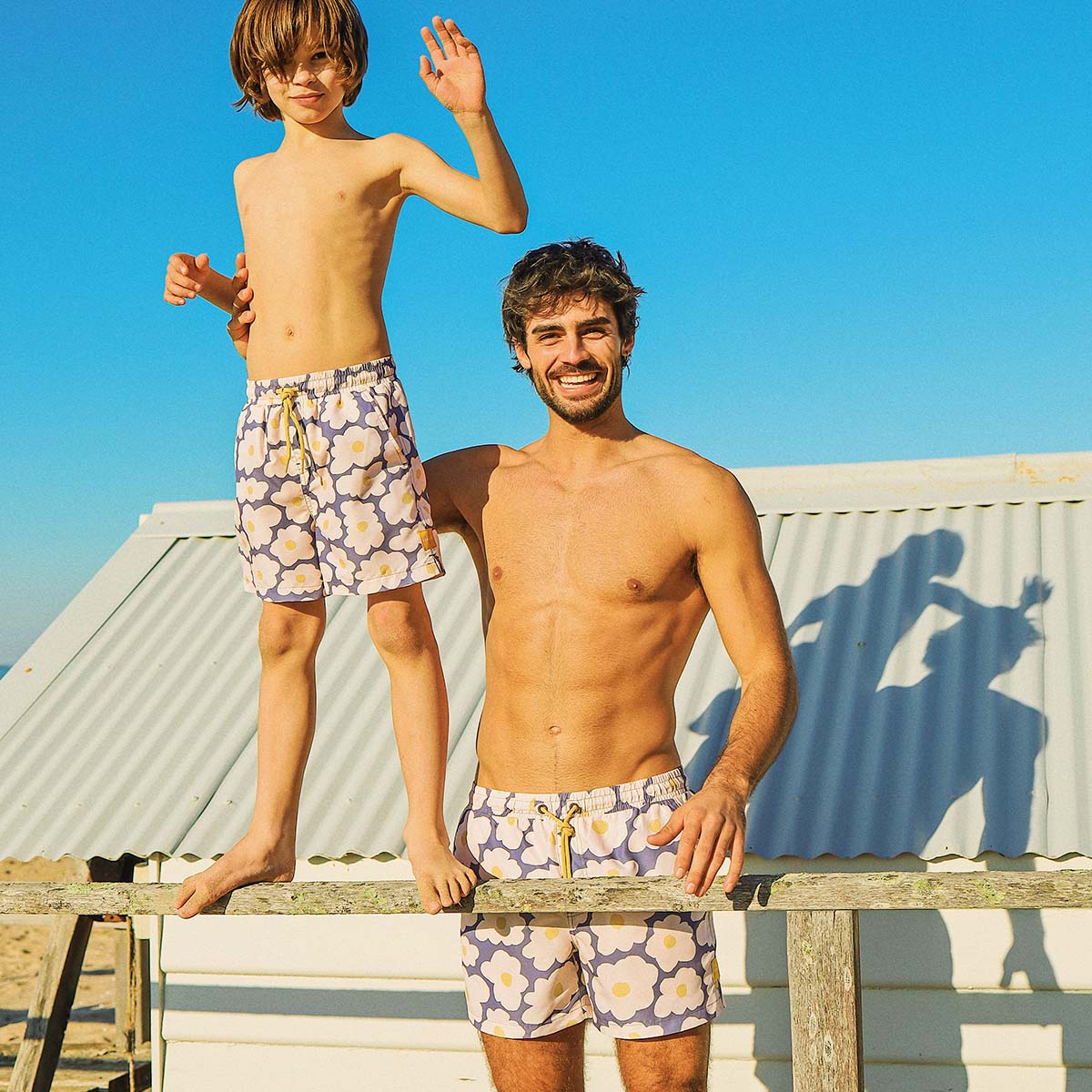 Flower Egg Boys Swim Shorts in Navy