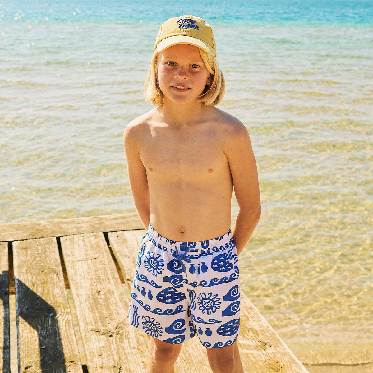 Greek Yoghurt Boys Swim Shorts in White