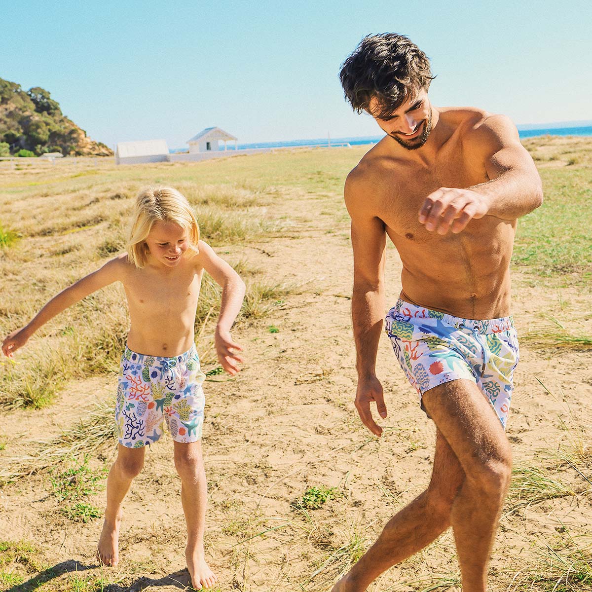 Reef Ruckus Boys Swim Shorts in White