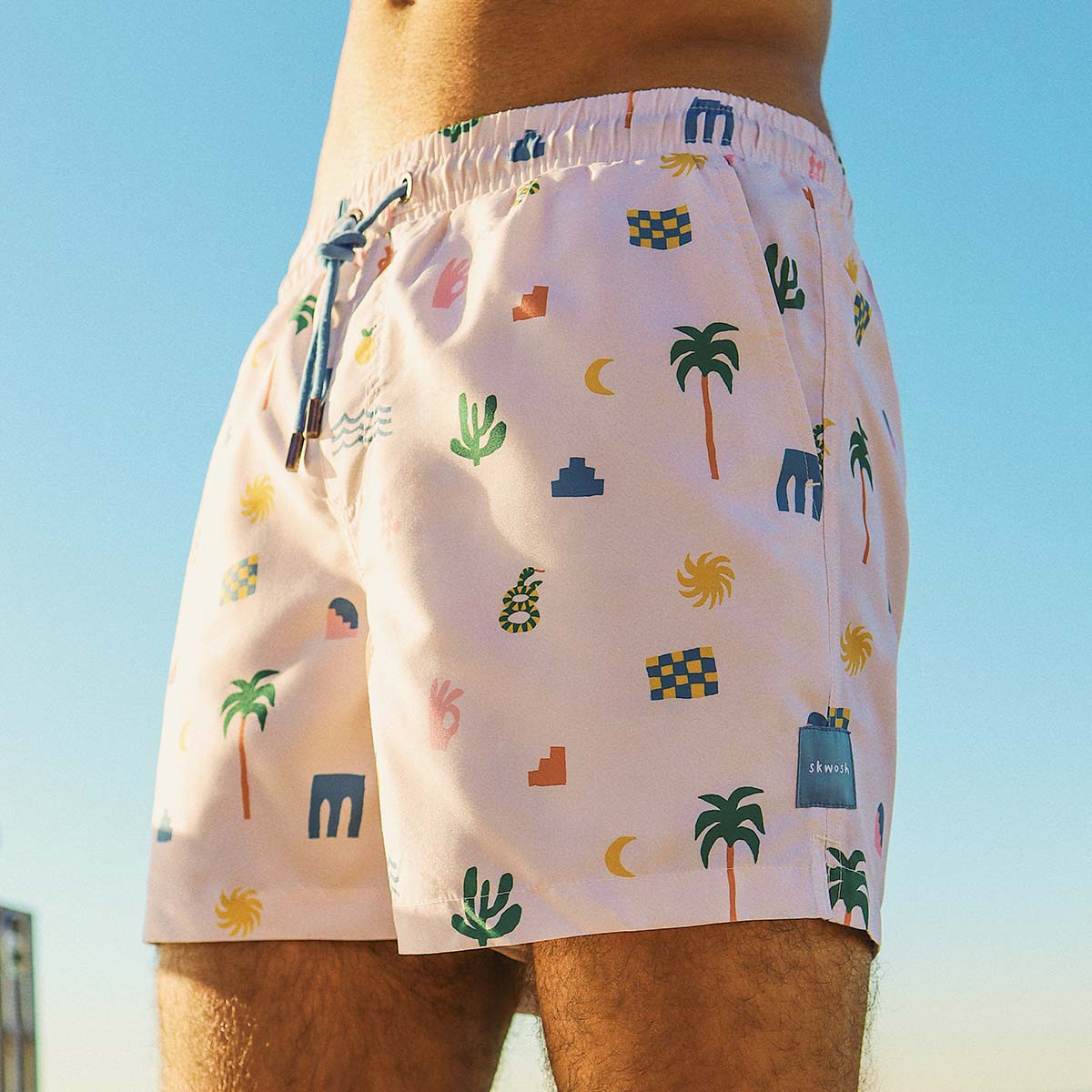 Zesty Zorba Mens Swim Shorts in Ecru