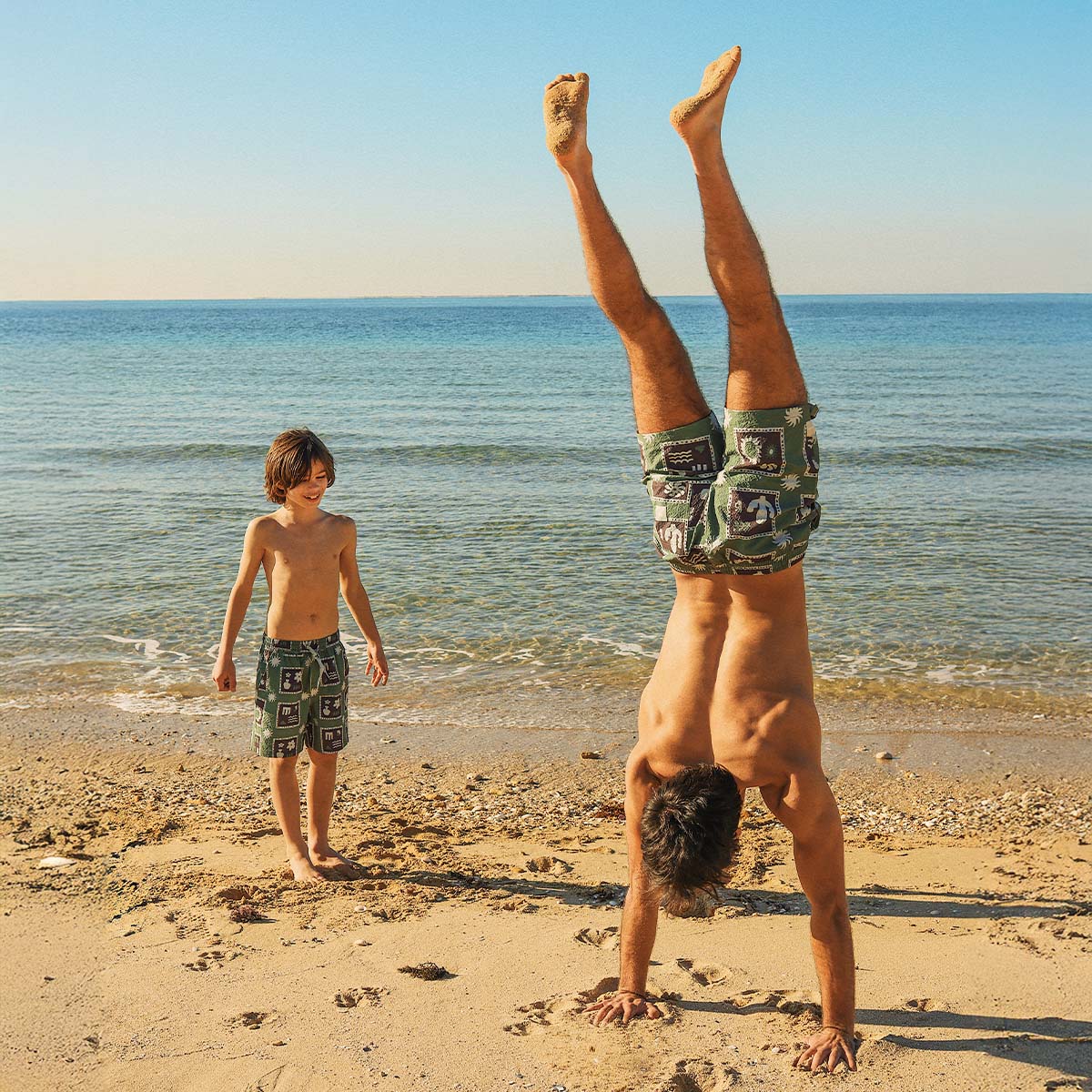 Joshua Tree Boys Seersucker Everyday Day Shorts in Green
