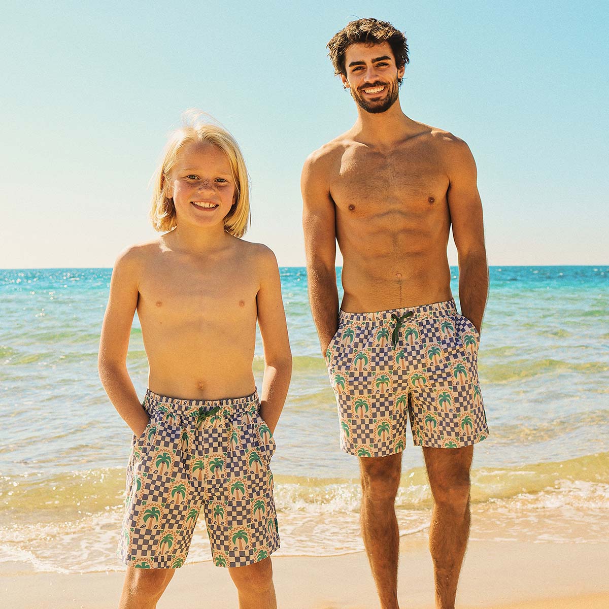 Palm Check Party Boys Everyday Shorts in White