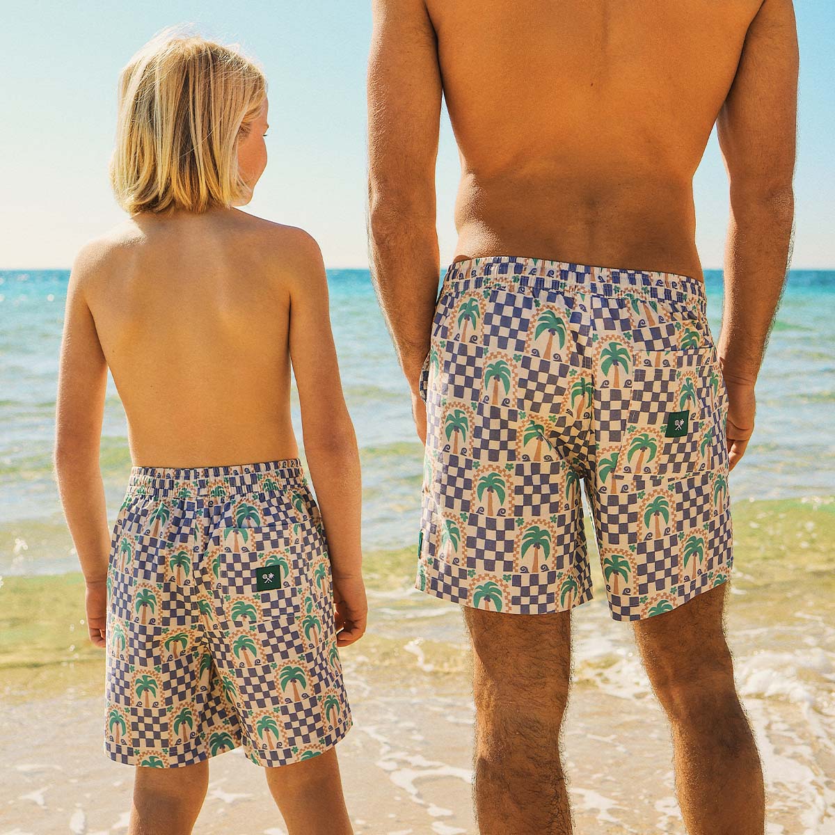 Palm Check Party Boys Everyday Shorts in White