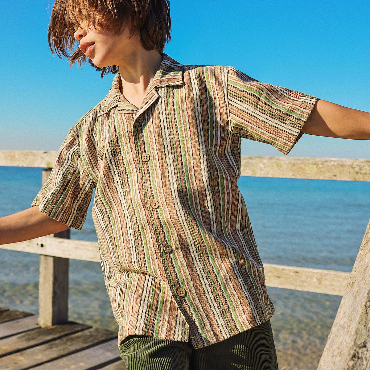 Grandpa's Couch Kids Holiday Shirt in Multi Stripe