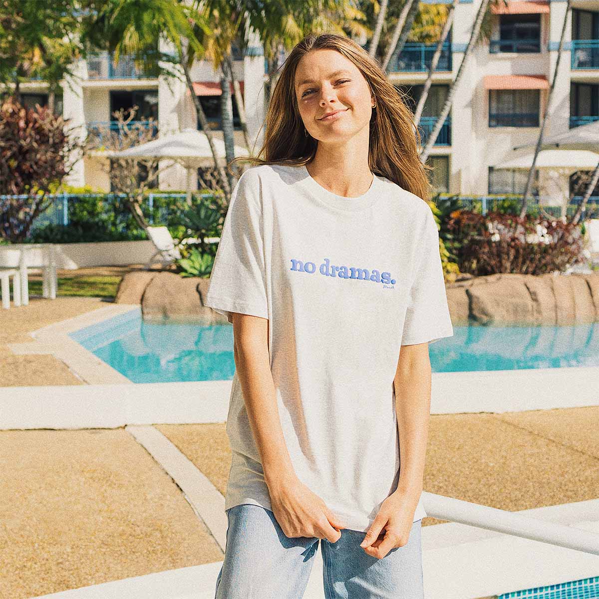 No Dramas Slang Tee in Snow Marl