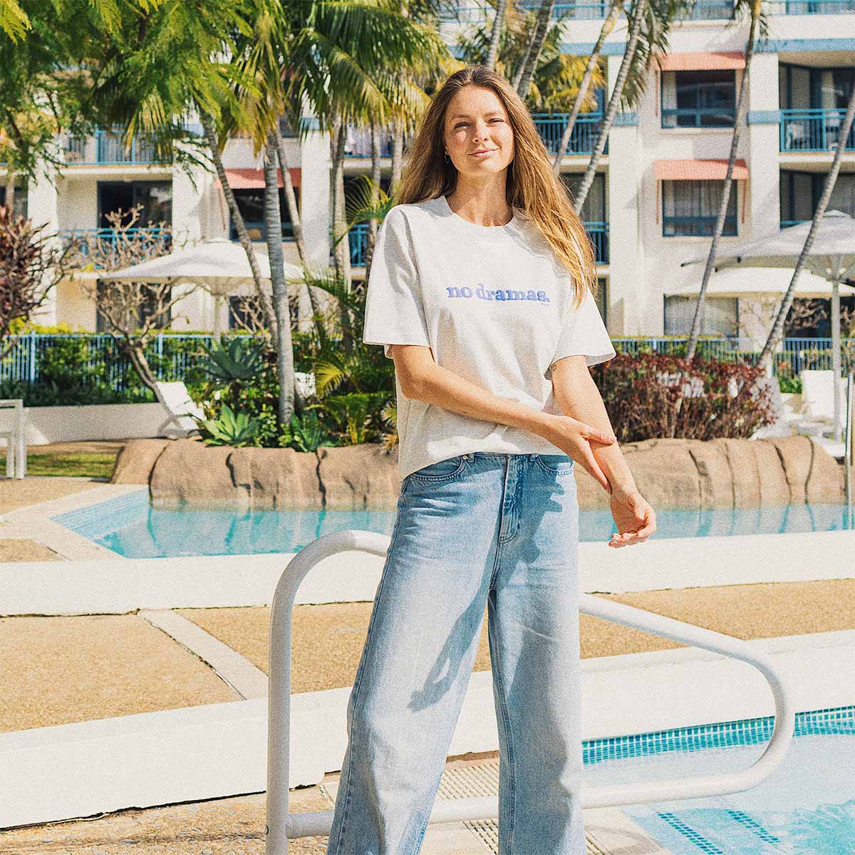 No Dramas Slang Tee in Snow Marl