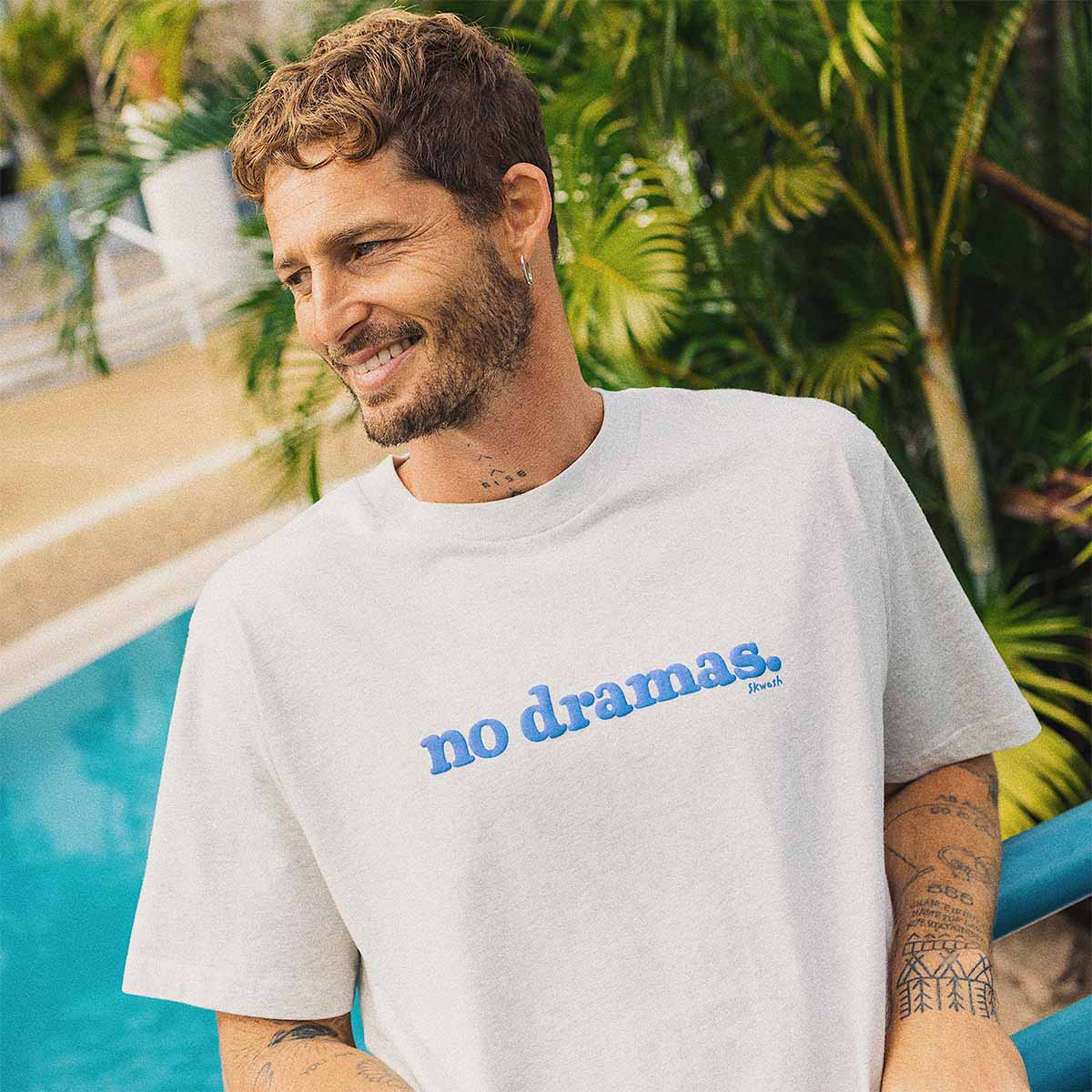 No Dramas Slang Tee in Snow Marl