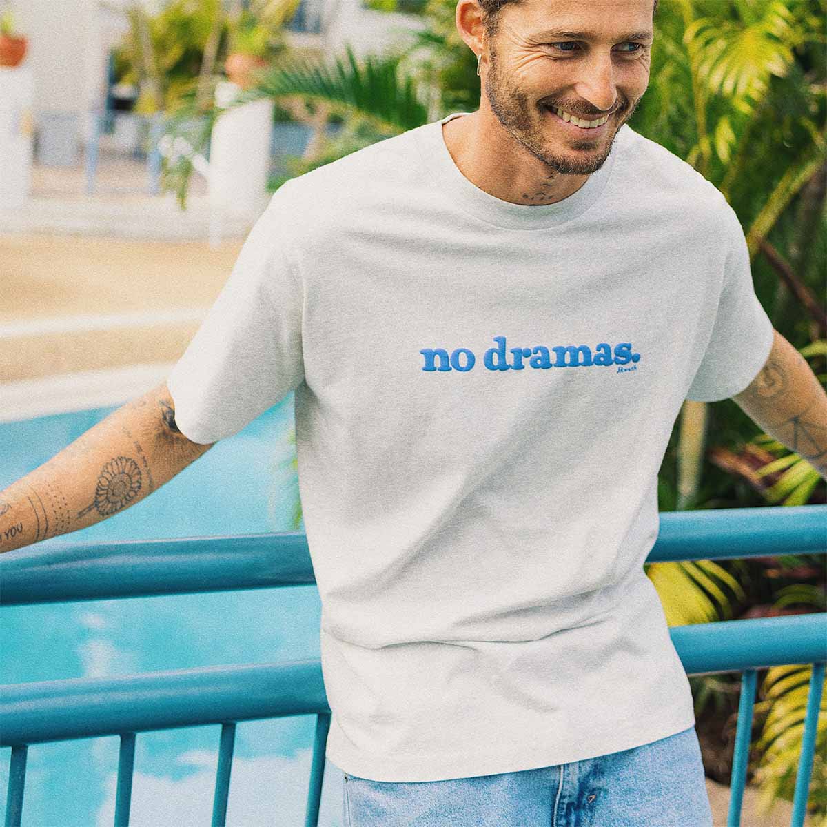 No Dramas Slang Tee in Snow Marl