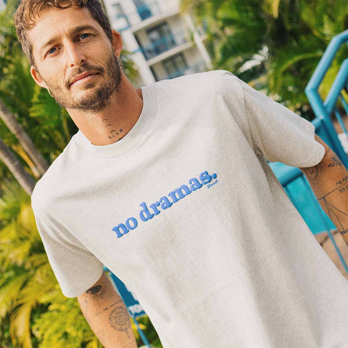 No Dramas Slang Tee in Snow Marl