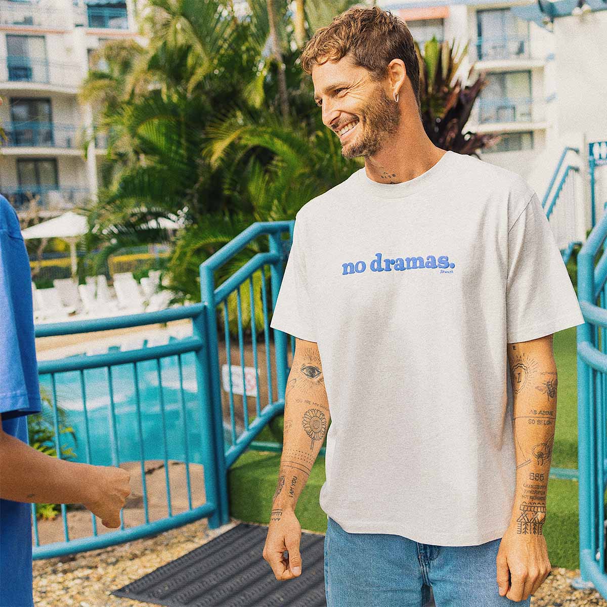 No Dramas Slang Tee in Snow Marl