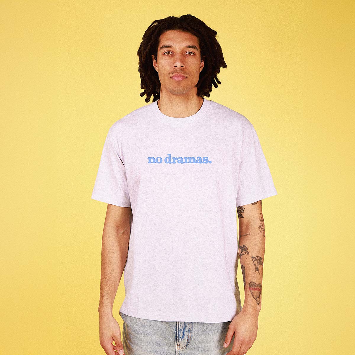 No Dramas Slang Tee in Snow Marl