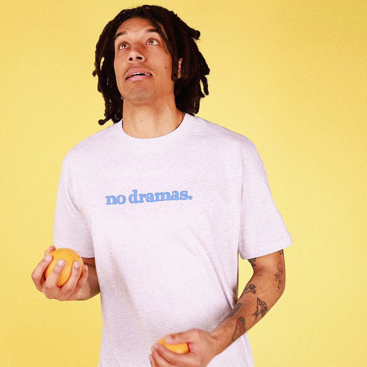 No Dramas Slang Tee in Snow Marl