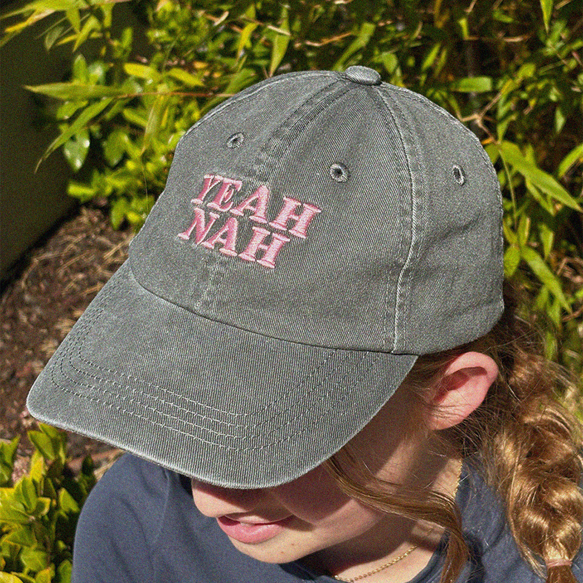 Yeah Nah Kids Cotton Cap in Charcoal
