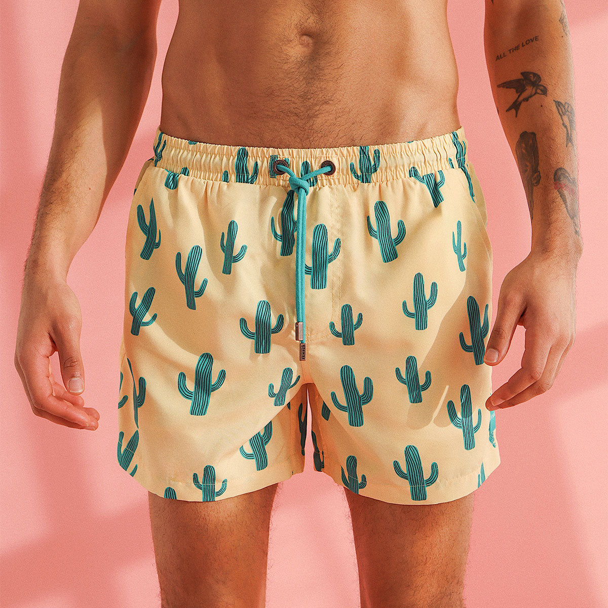 Cactus Jack Mens Swim Shorts in Yellow