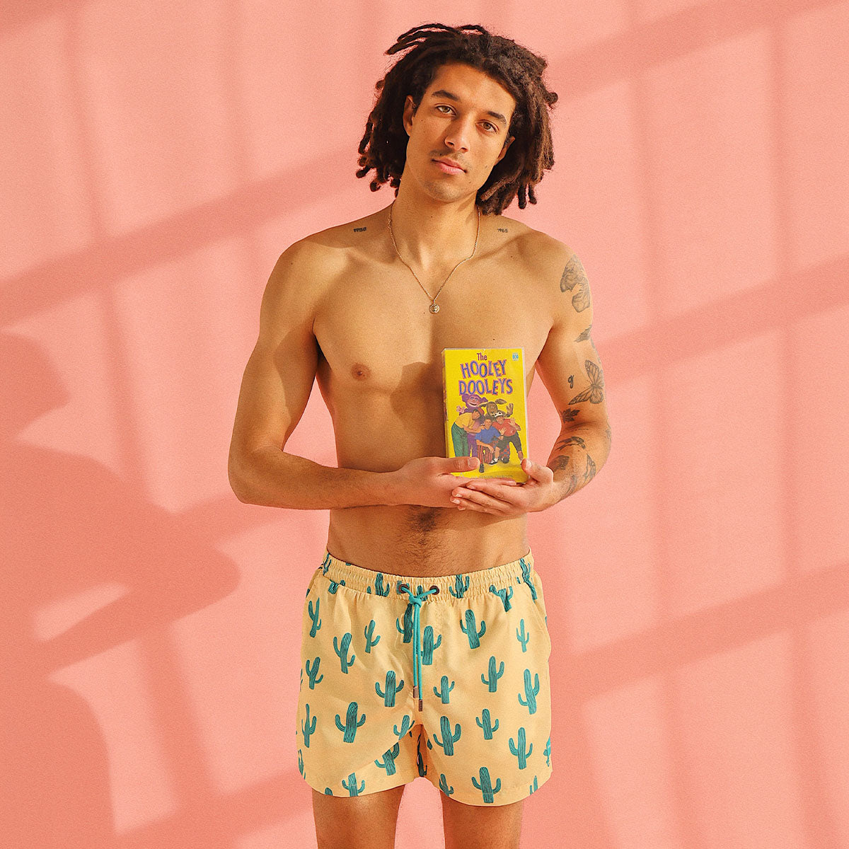Cactus Jack Mens Swim Shorts in Yellow