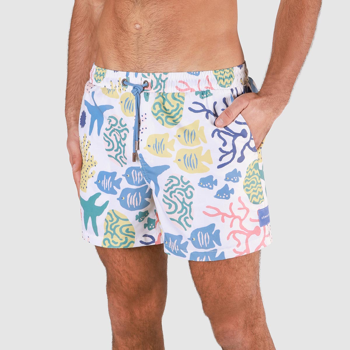 Reef Ruckus Mens Swim Shorts in White