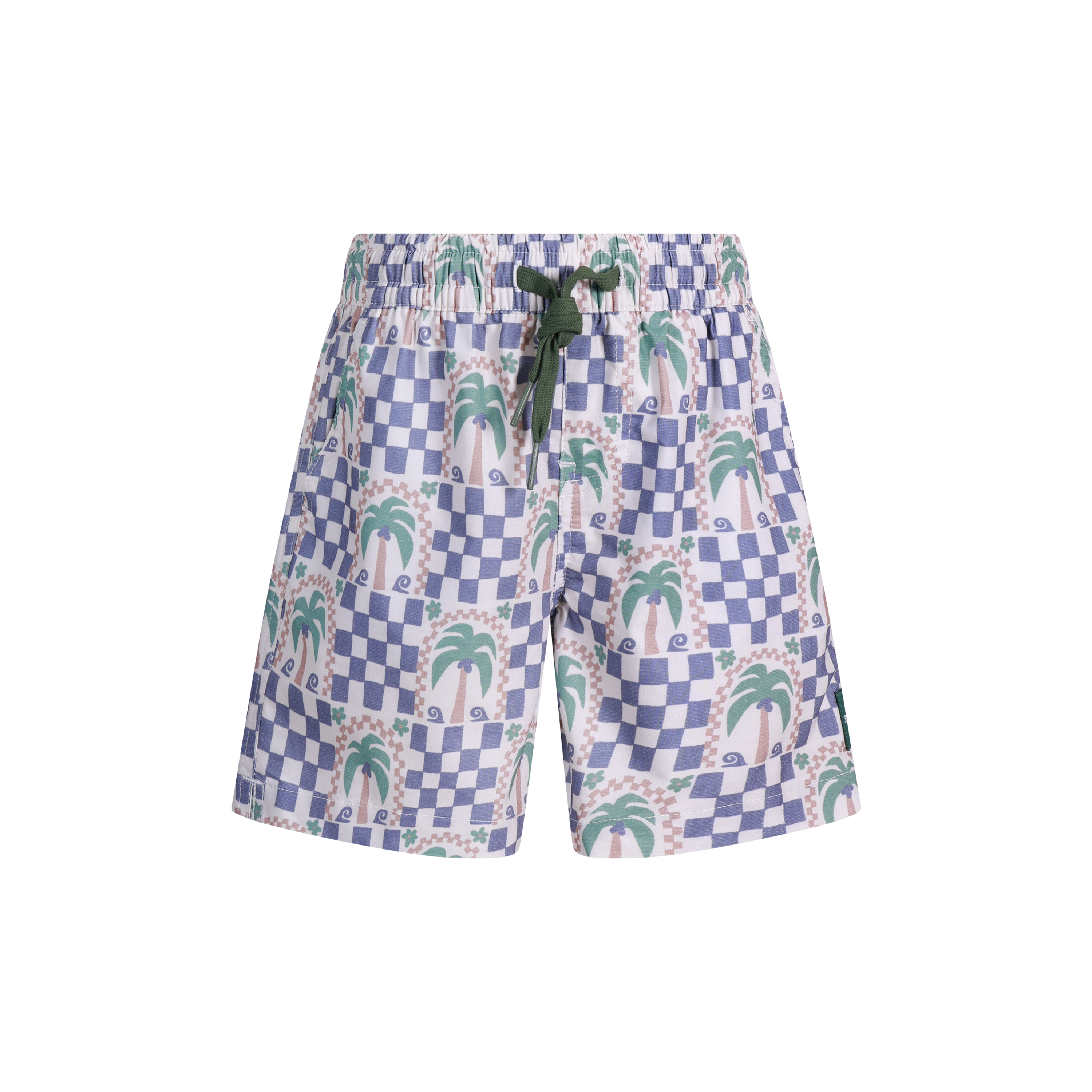 Palm Check Party Boys Everyday Shorts in White