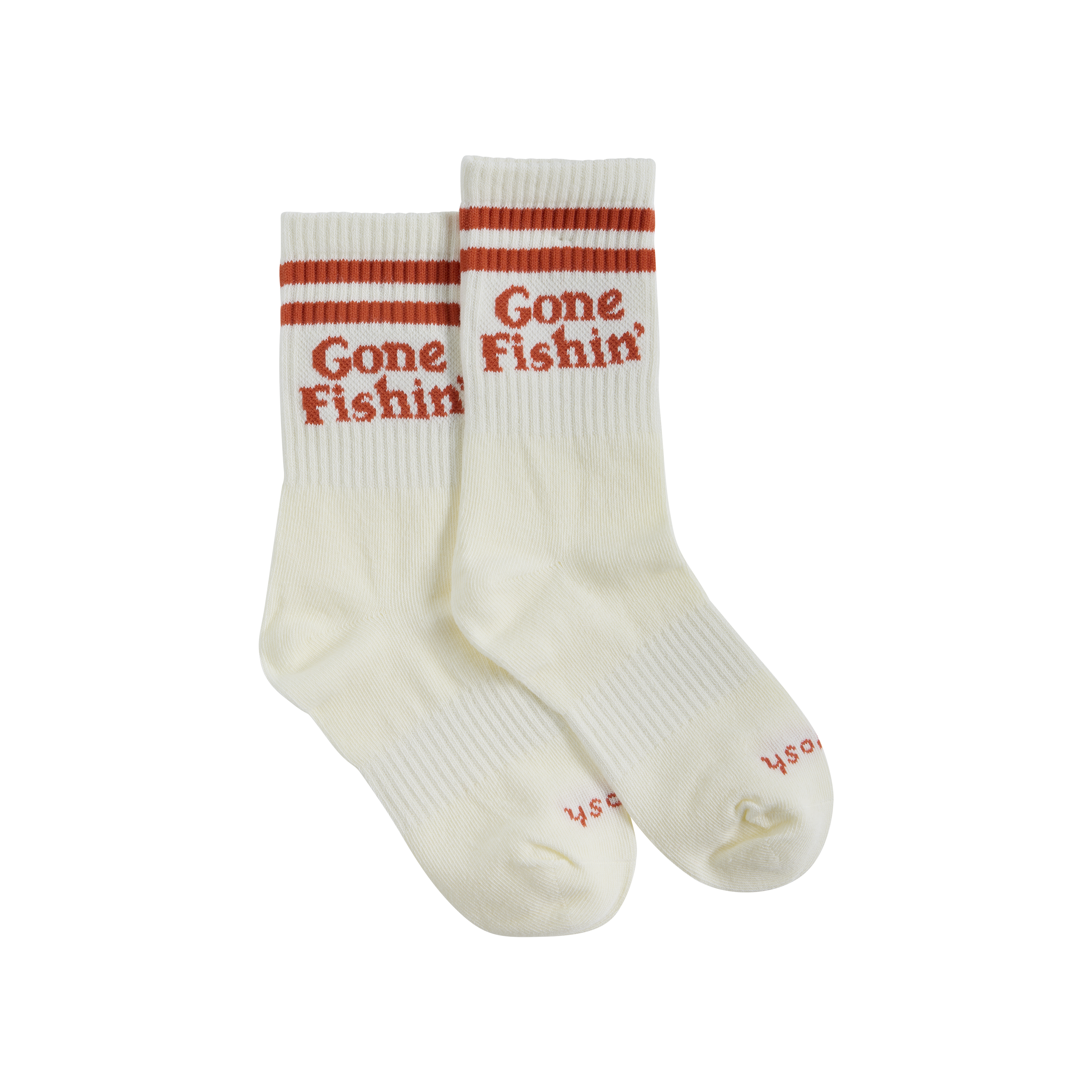Gone Fishin' Kids Socks in Red Stripe
