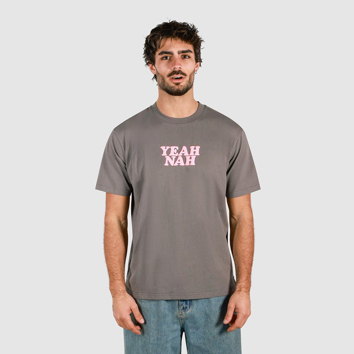 Yeah Nah Slang Tee in Charcoal