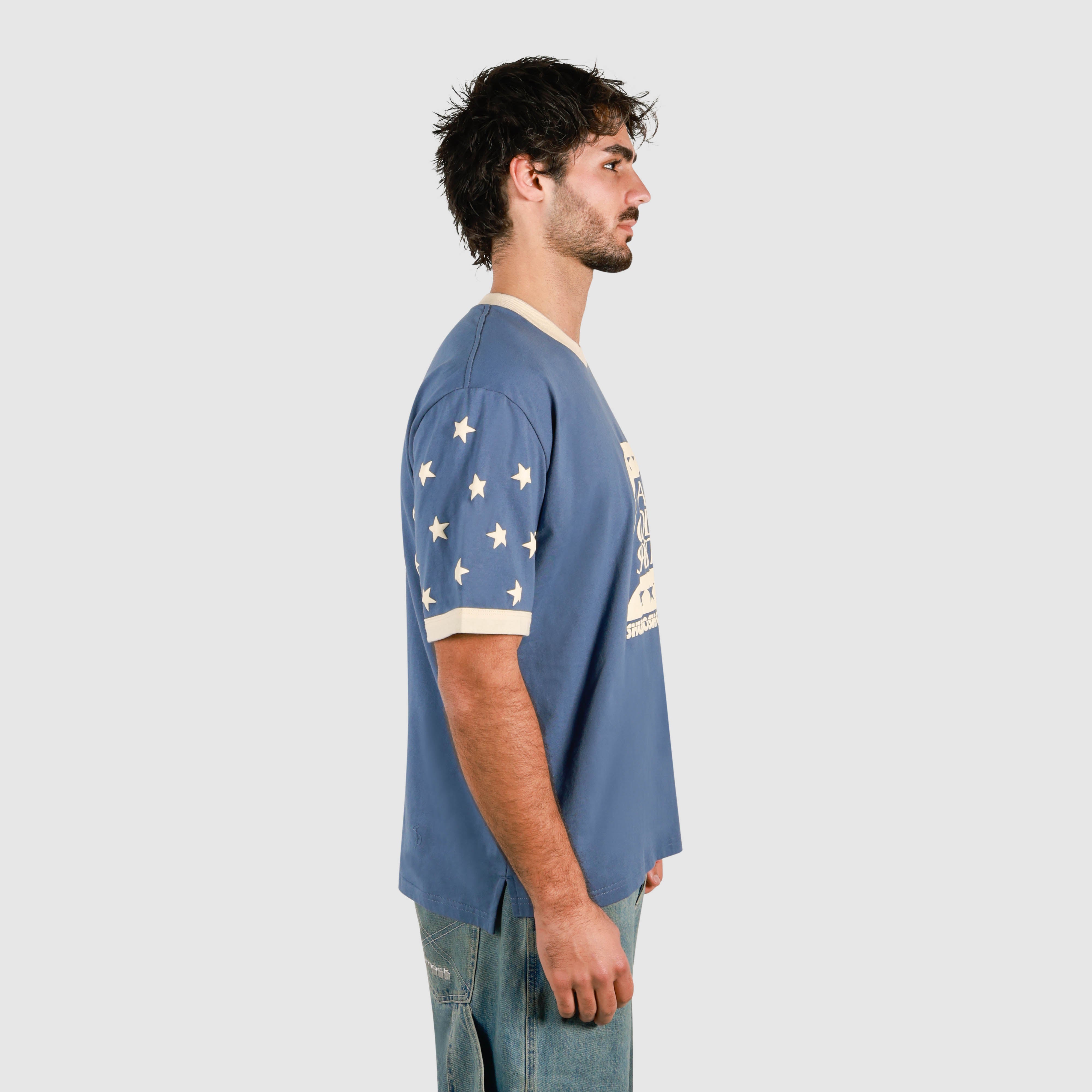 Good Sport Boxy Ringer Tee in Blue