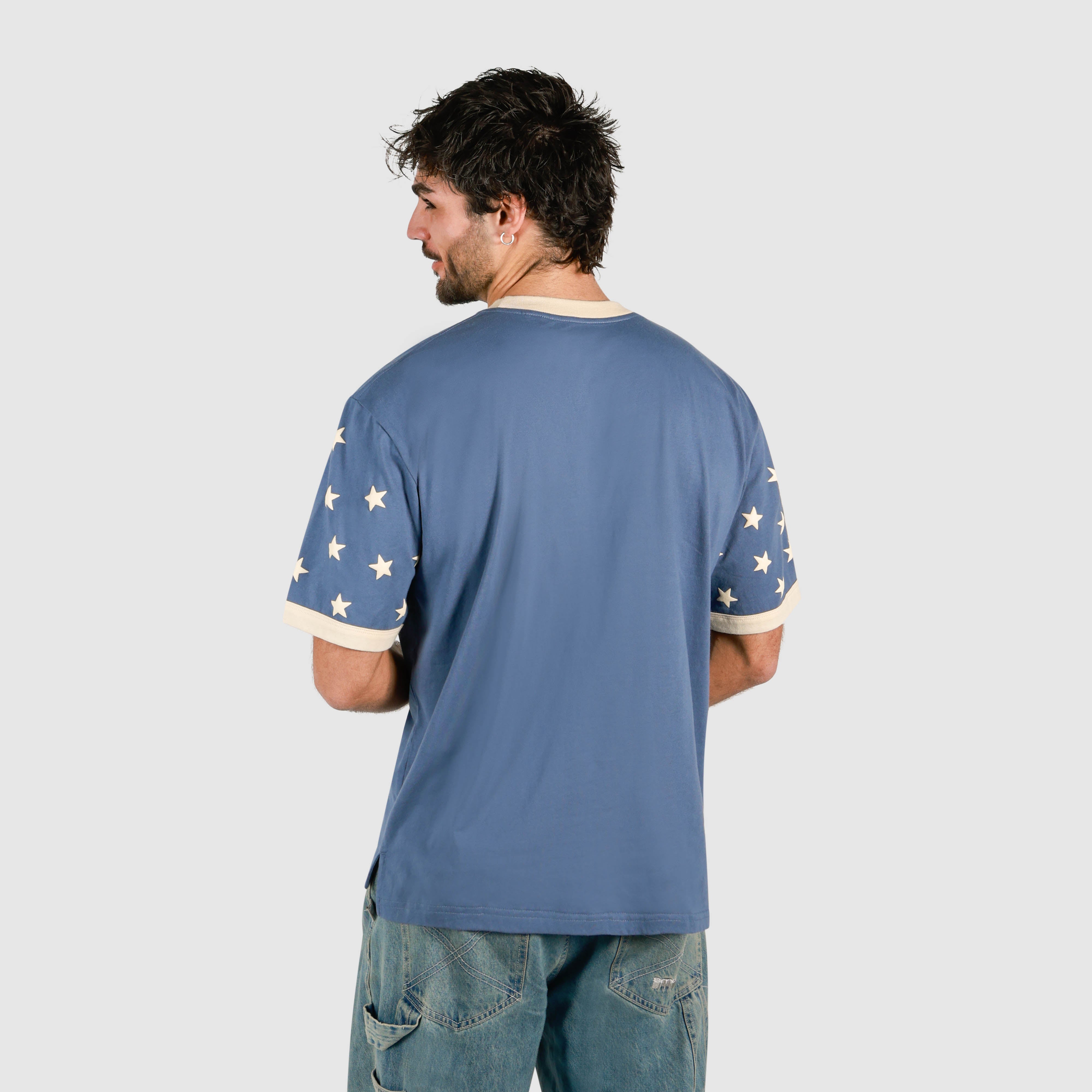 Good Sport Boxy Ringer Tee in Blue