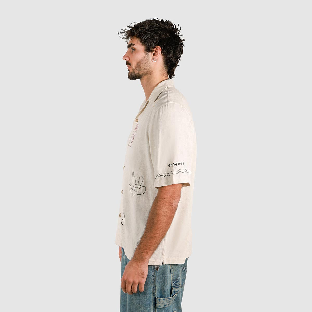 Zorba Embroida Holiday Shirt in Ecru