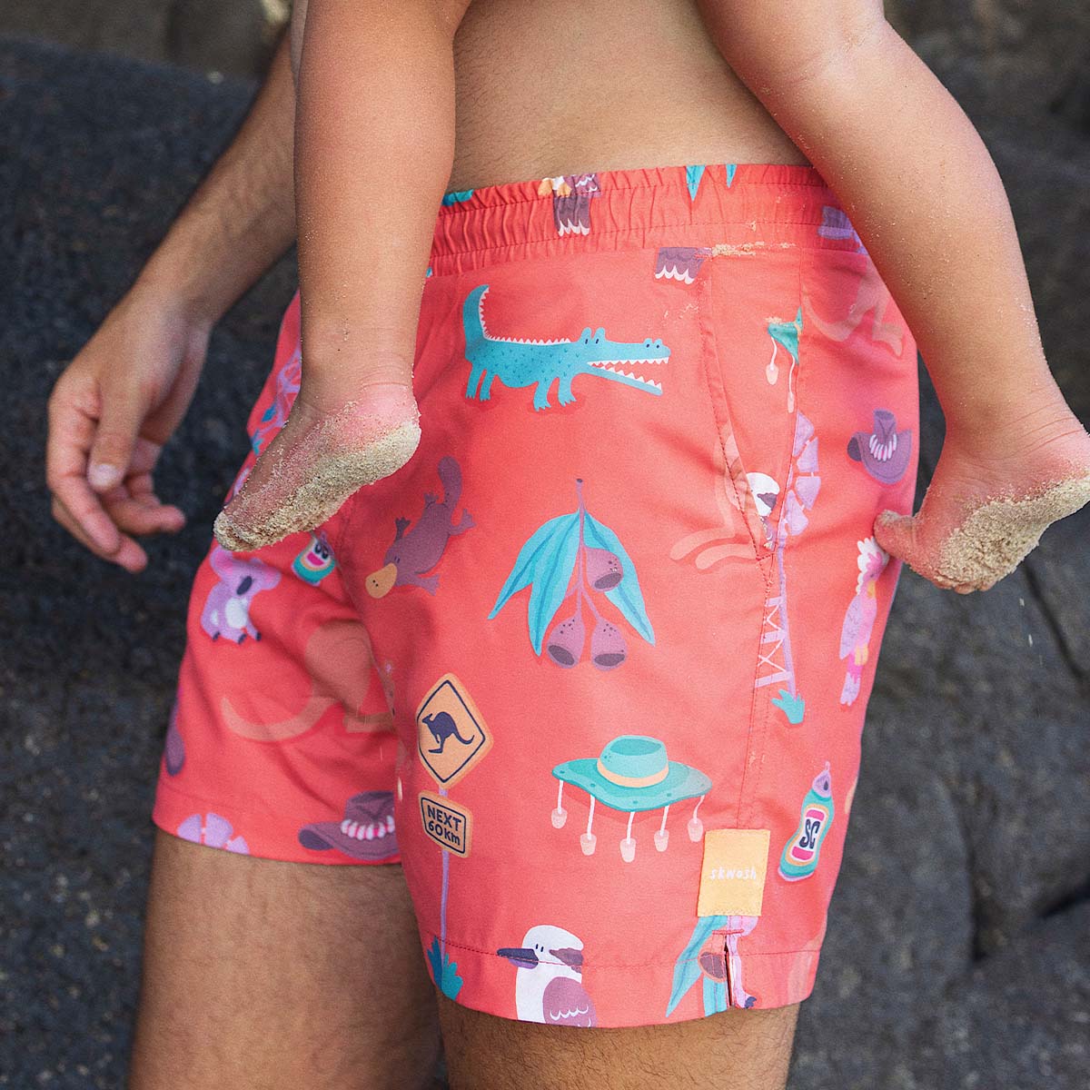 Outback Jack Mens Swim Shorts in Rust