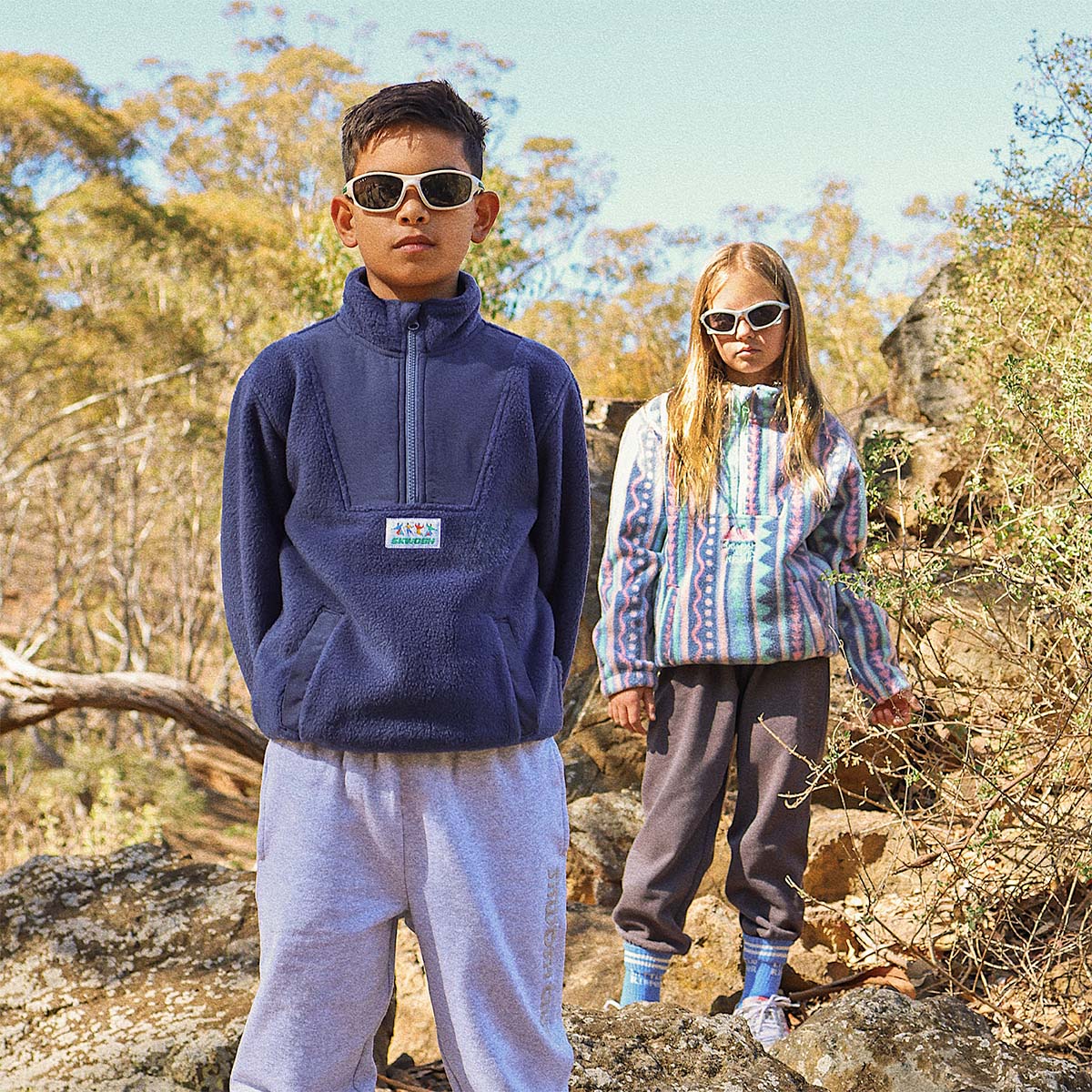 Kids Polar Fleece Half Zip in Dark Denim