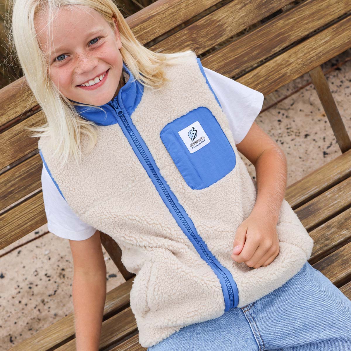 Skwosh Kids Sherpa Vest in Natural
