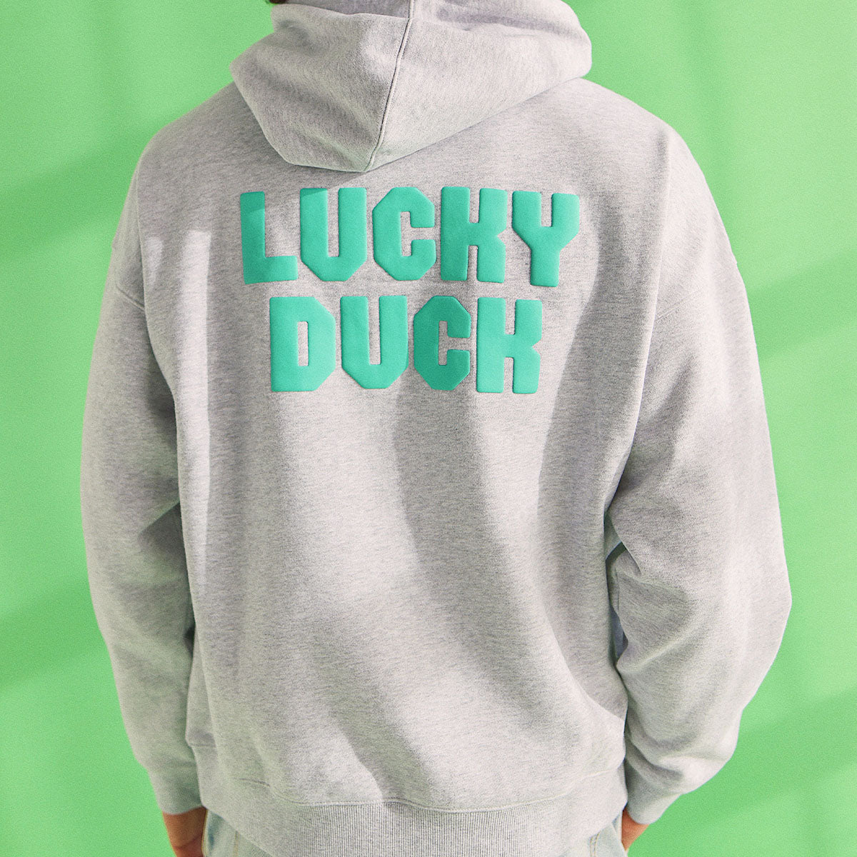 Lucky Duck Slang Hoodie In Snow Marle