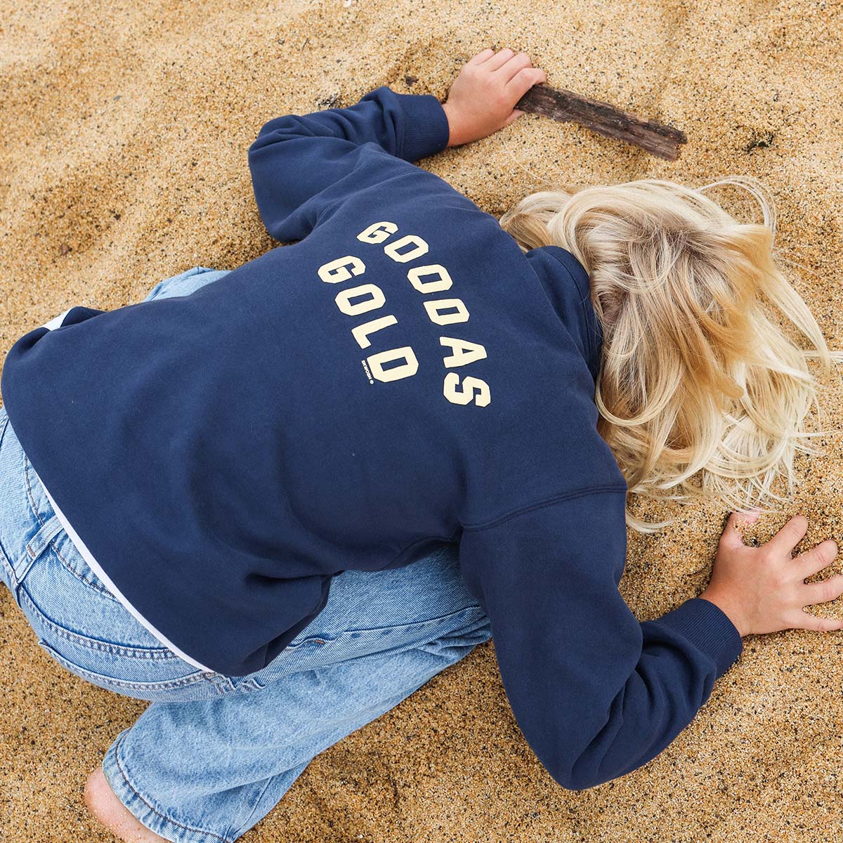 Good As Gold Kids Half Zip Sweat in Navy