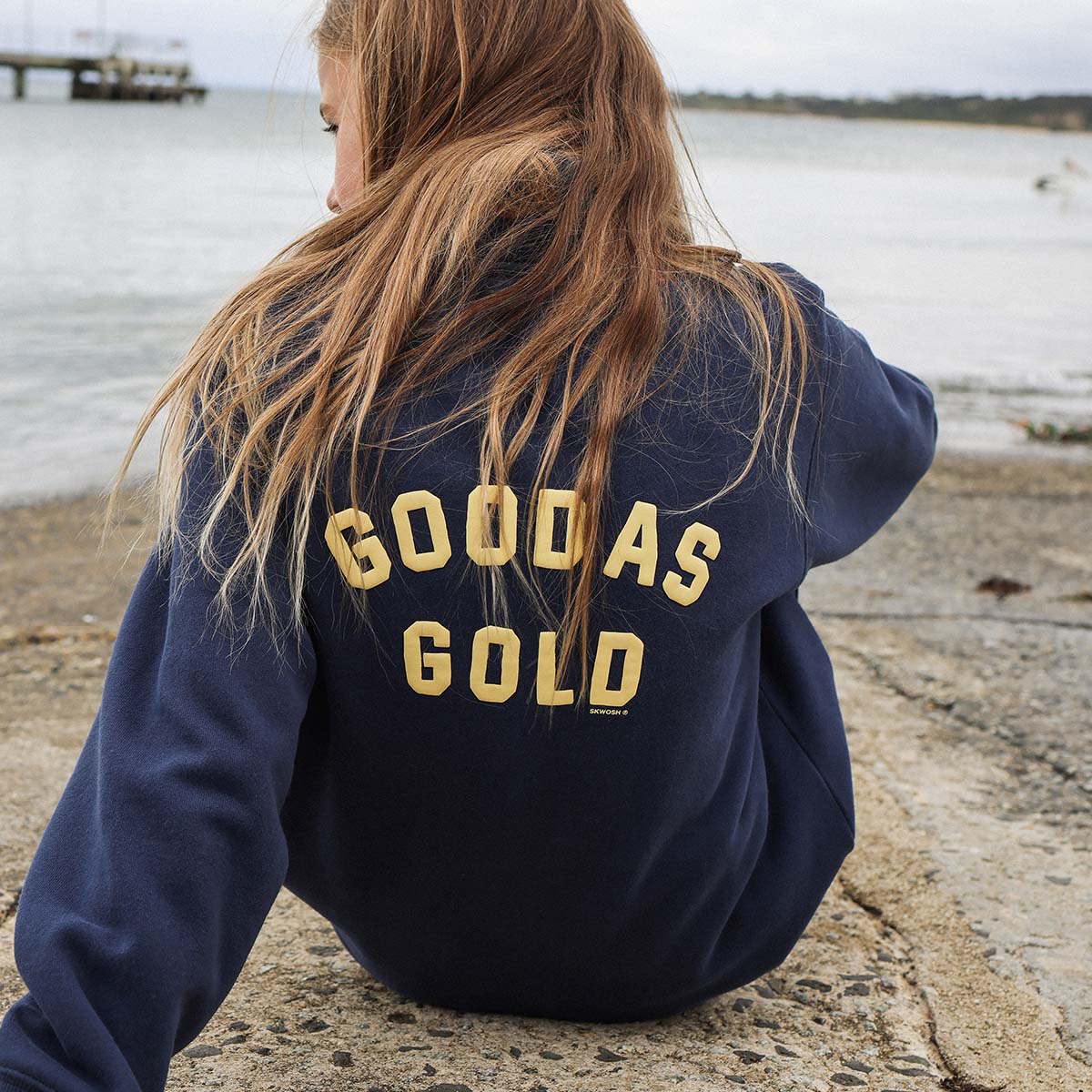 Good As Gold Kids Half Zip Sweat in Navy