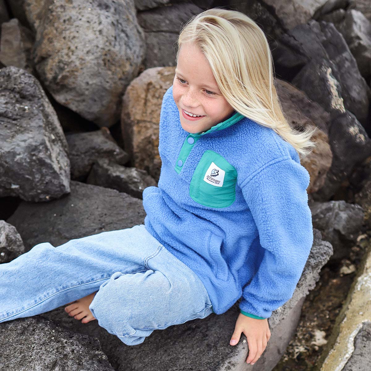 Skwosh Kids Polar Snap Fleece in Blue