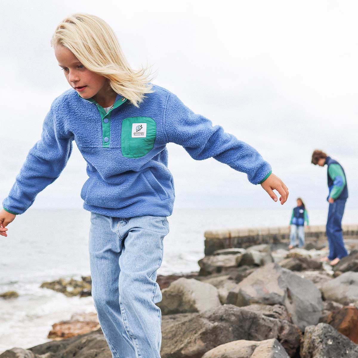 Skwosh Kids Polar Snap Fleece in Blue