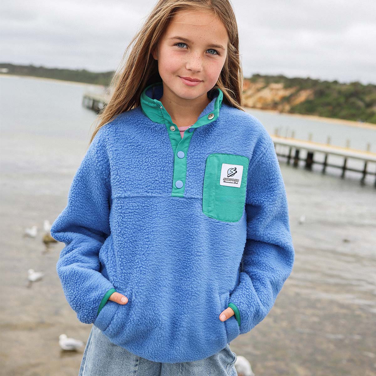Skwosh Kids Polar Snap Fleece in Blue