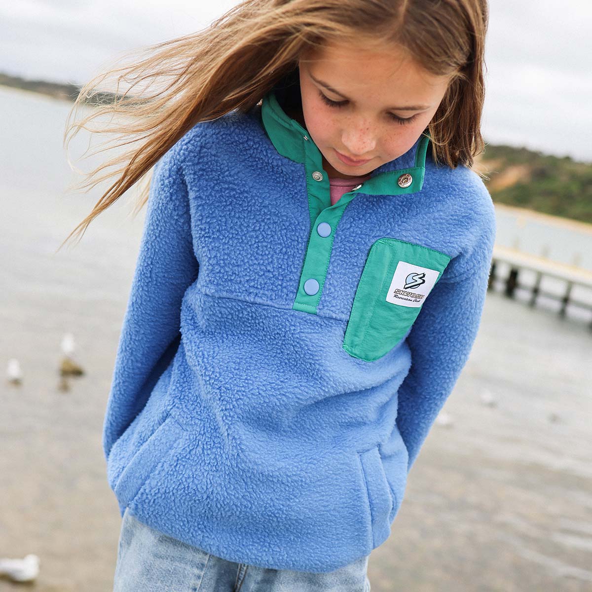 Skwosh Kids Polar Snap Fleece in Blue