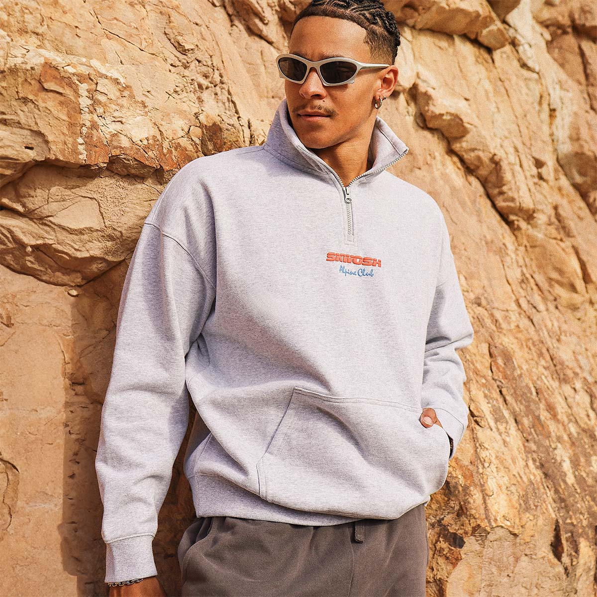 Alpine Club Half Zip Sweat in Grey