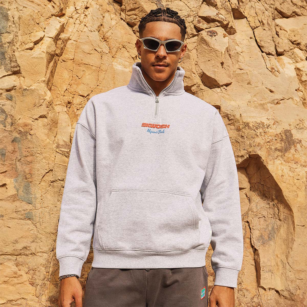 Alpine Club Half Zip Sweat in Grey
