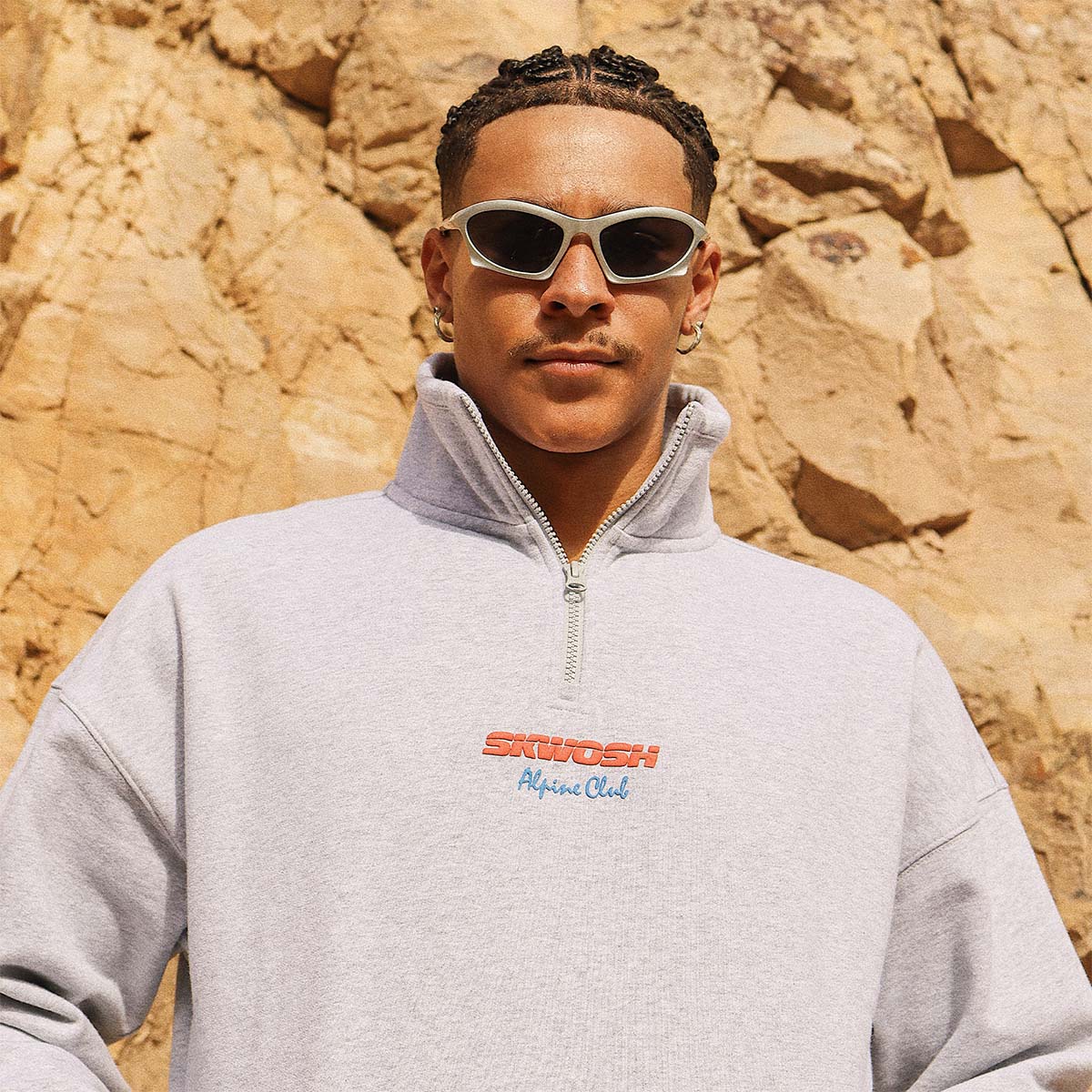 Alpine Club Half Zip Sweat in Grey