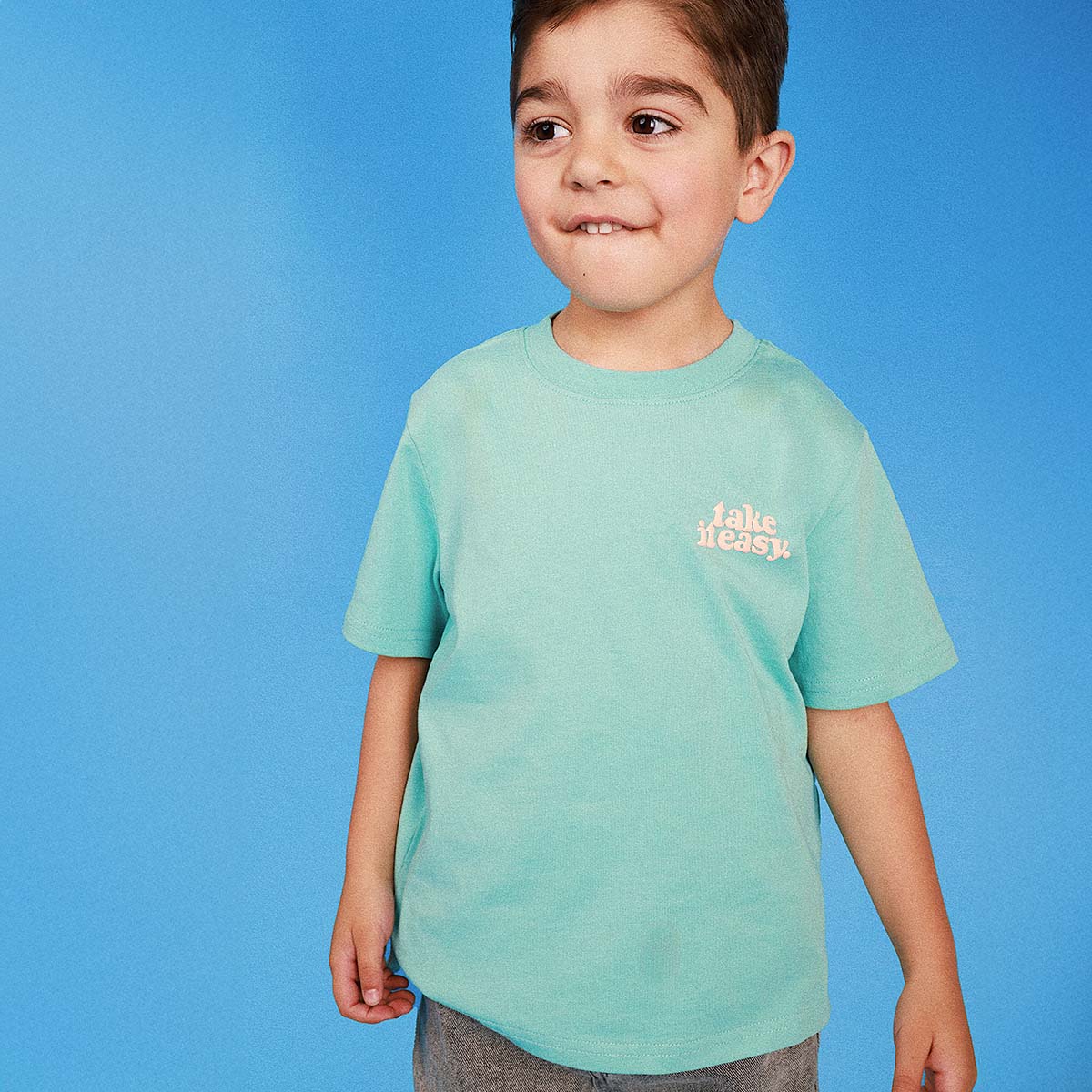Take It Easy Kids Slang Tee in Moss
