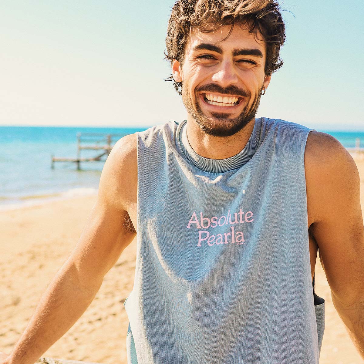 Absolute Pearla Muscle Tank in Light Blue