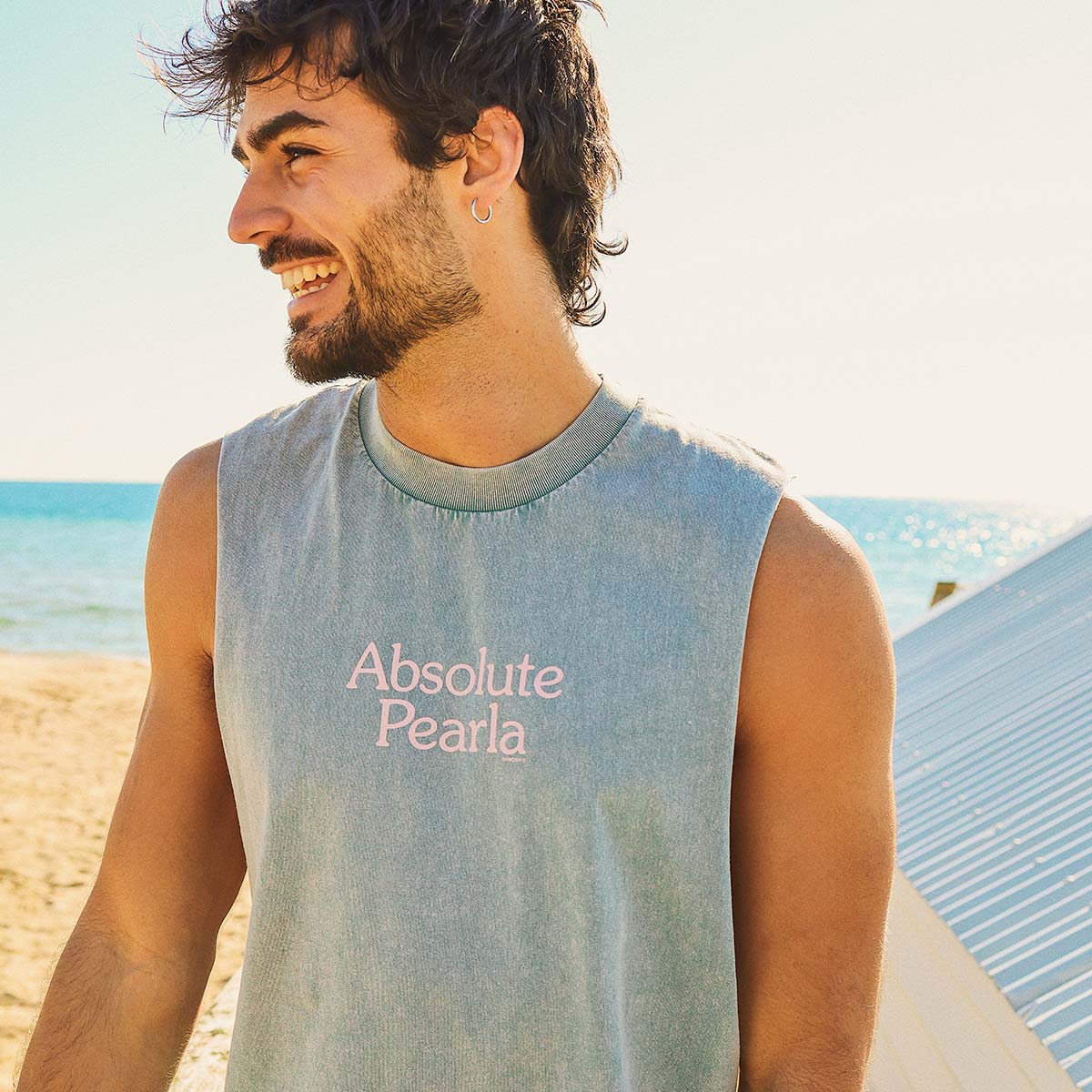 Absolute Pearla Muscle Tank in Light Blue