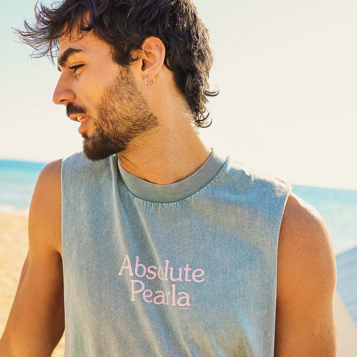 Absolute Pearla Muscle Tank in Light Blue