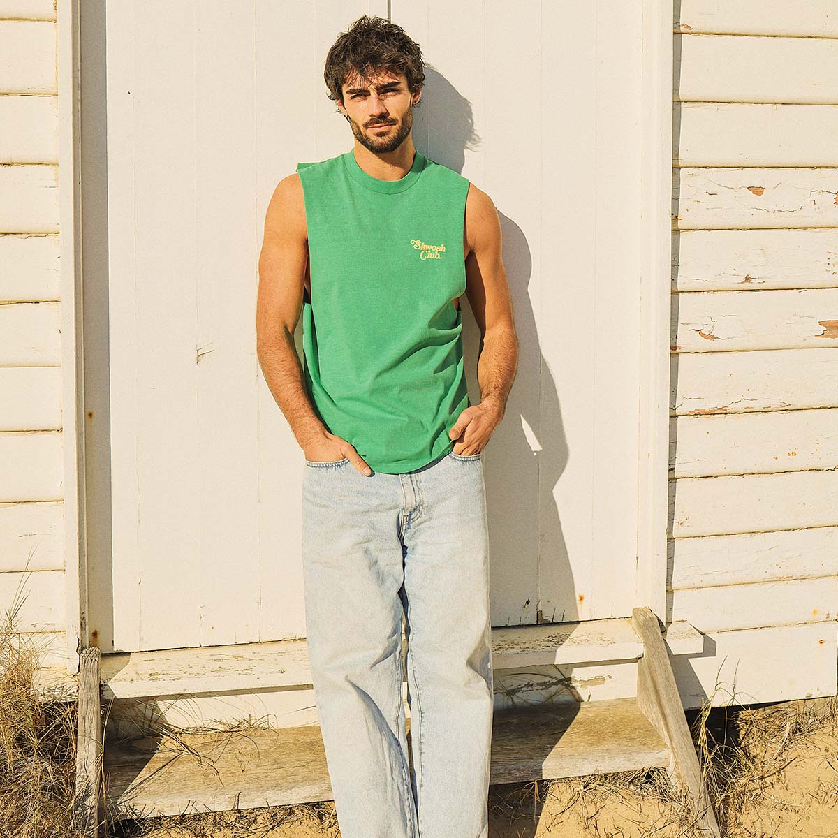 You Little Ripper Slang Muscle Tank in Green