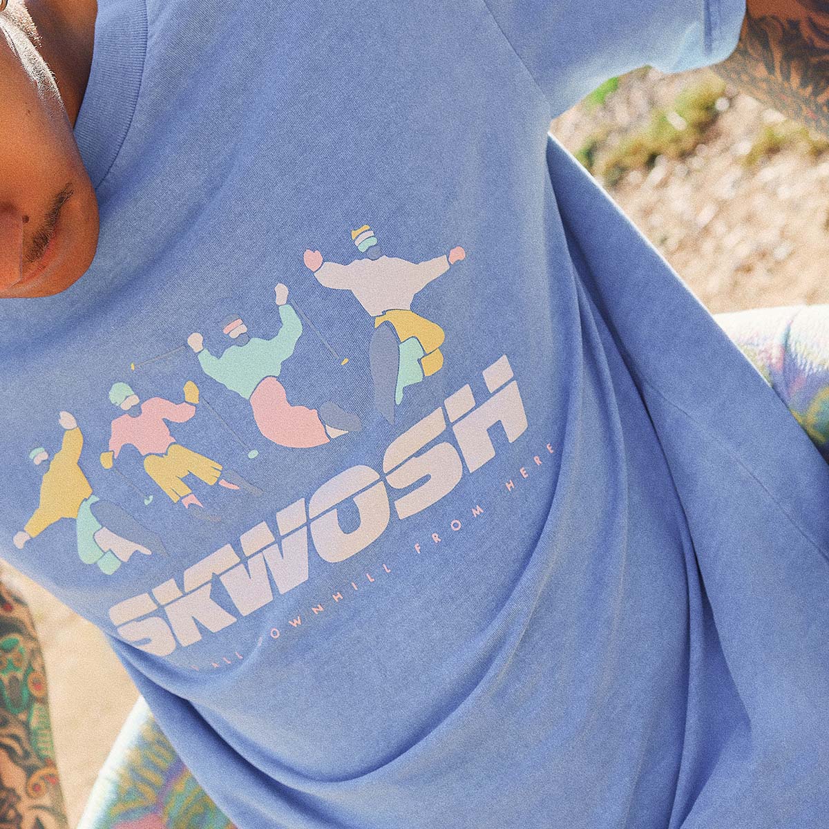 All Downhill Regular Tee In Dusty Blue