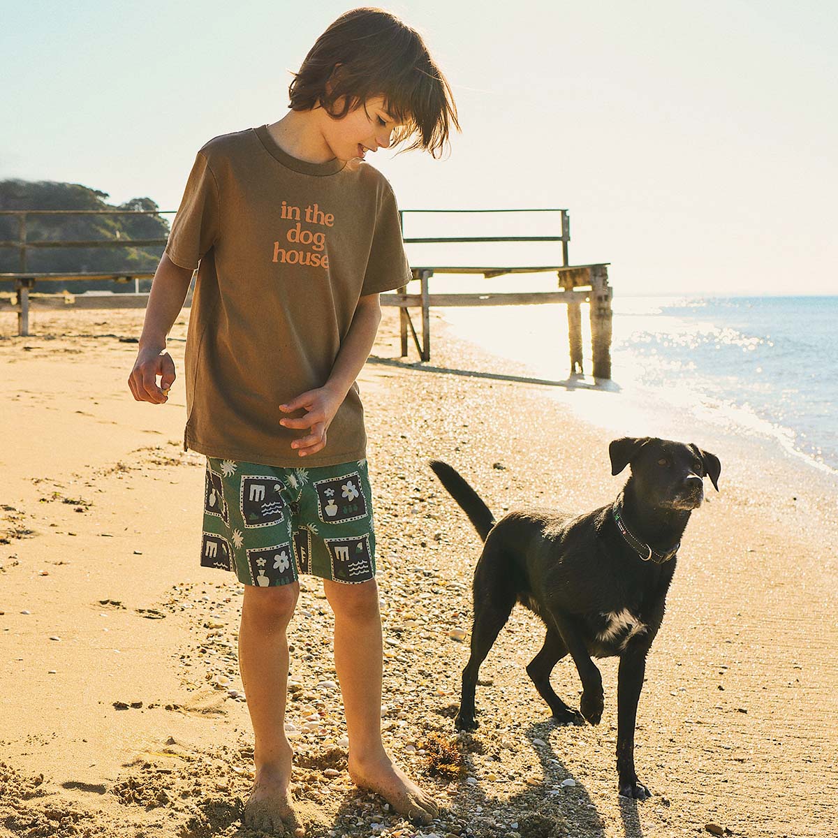 Dog House Kids Slang Tee in Brown