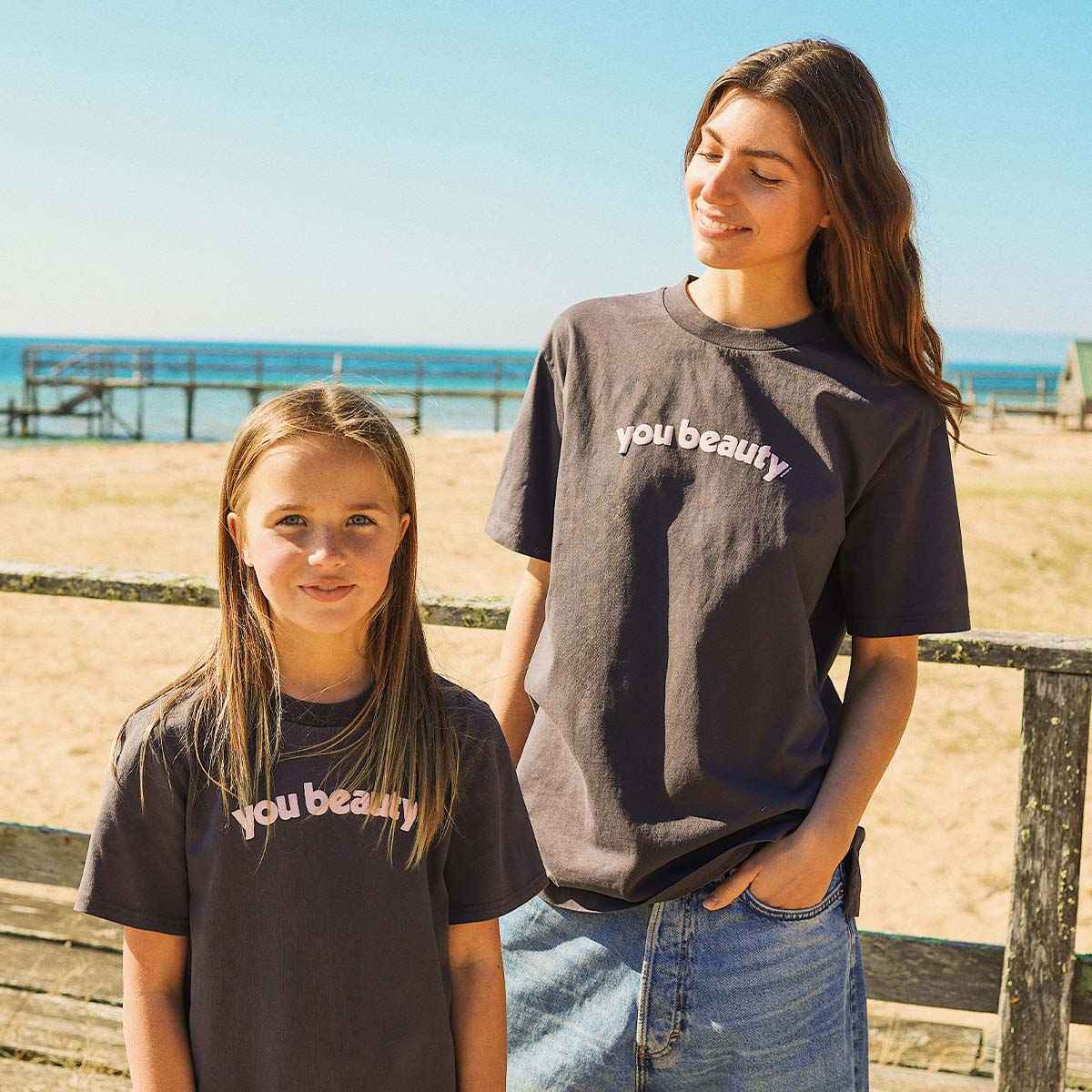 You Beauty Kids Slang Tee in Charcoal